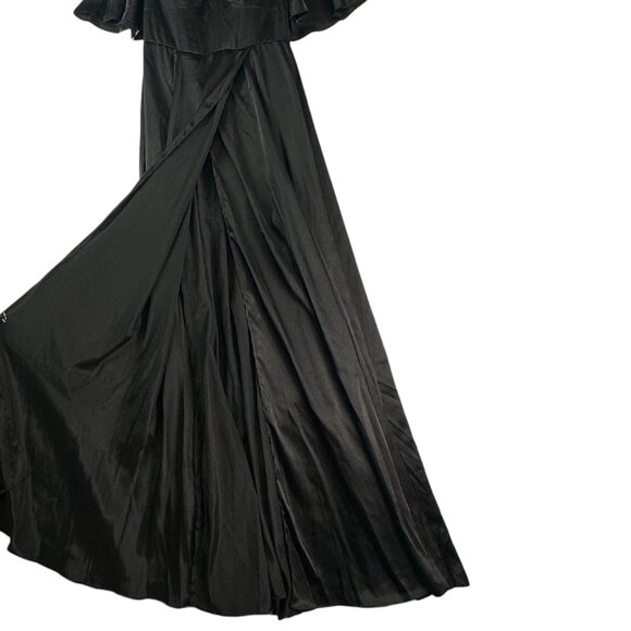 Galina Signature Charmeuse V-Neck Flutter Sleeve A Line Dress Black Size 6 - Picture 5 of 11